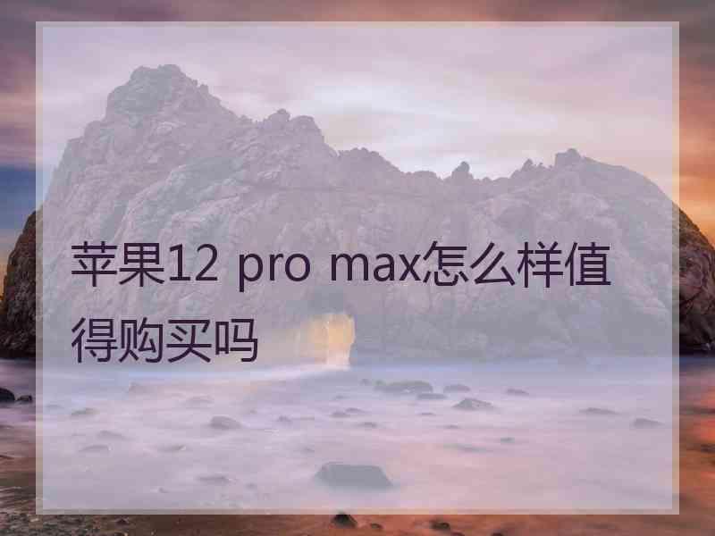 苹果12 pro max怎么样值得购买吗