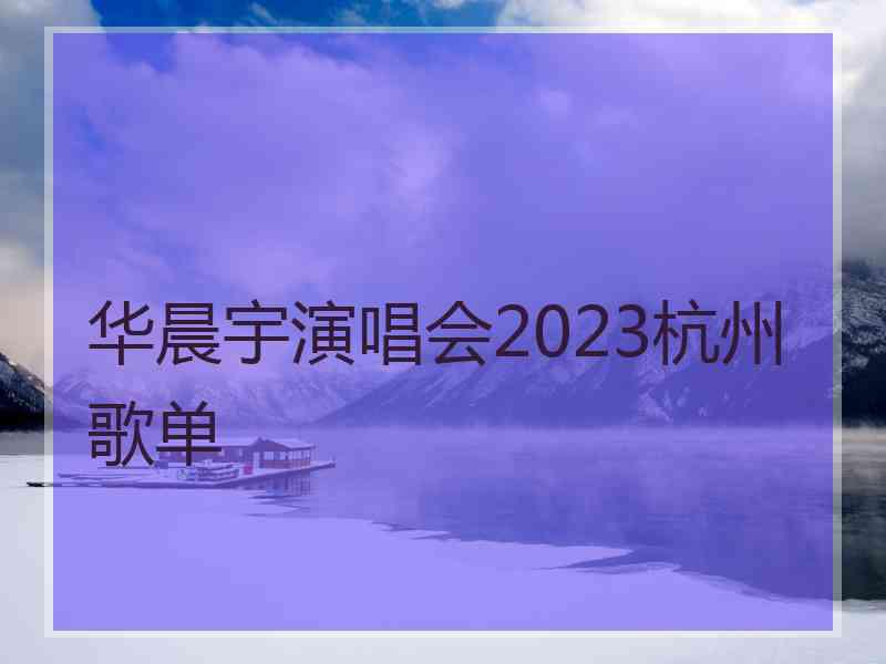 华晨宇演唱会2023杭州歌单