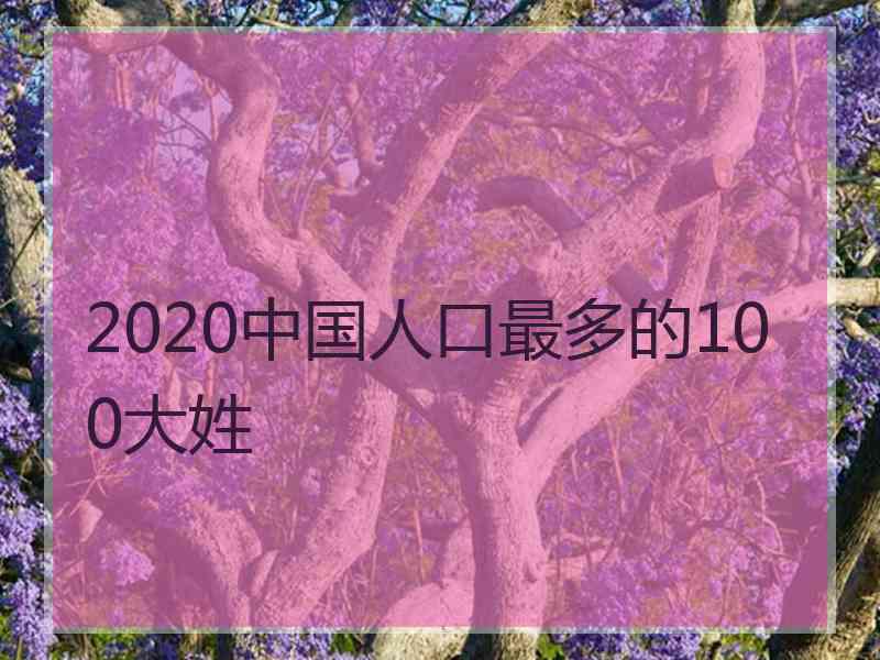 2020中国人口最多的100大姓