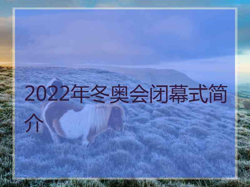 2022年冬奥会闭幕式简介