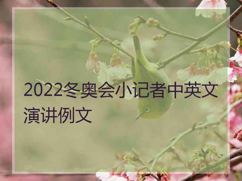 2022冬奥会小记者中英文演讲例文