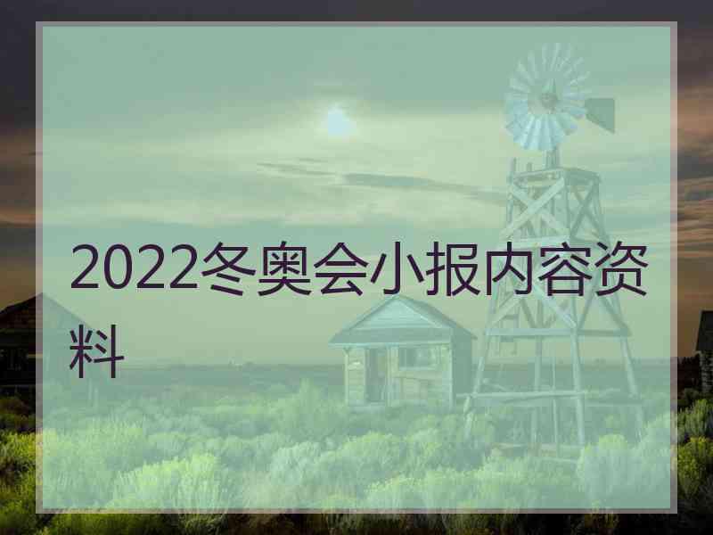 2022冬奥会小报内容资料