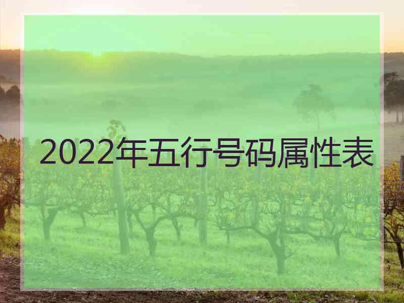 2022年五行号码属性表