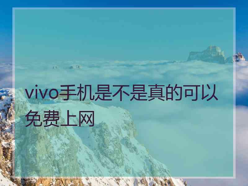 vivo手机是不是真的可以免费上网