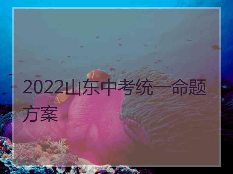 2022山东中考统一命题方案