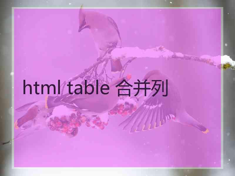 html table 合并列