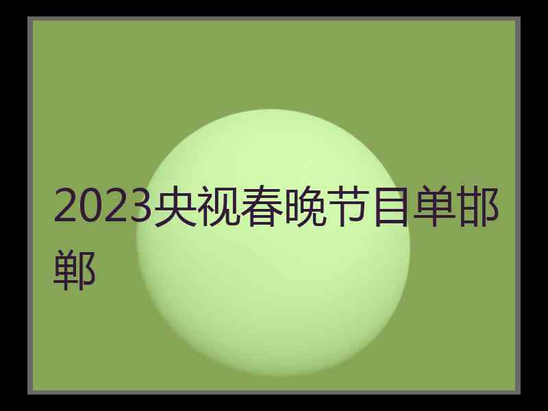 2023央视春晚节目单邯郸