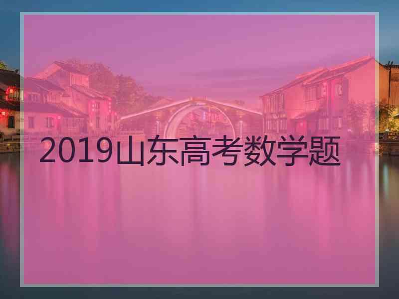 2019山东高考数学题