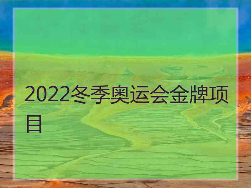 2022冬季奥运会金牌项目