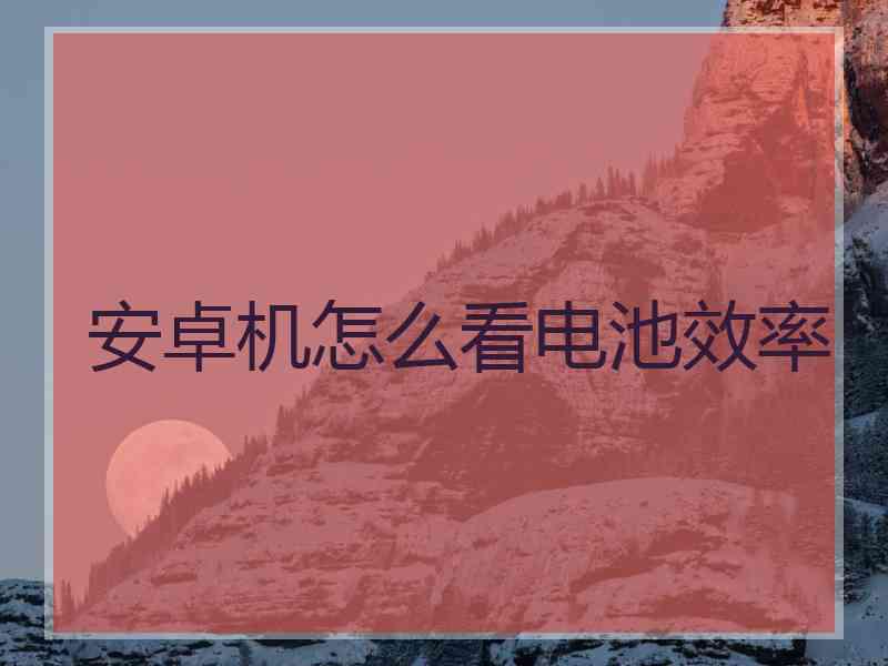 安卓机怎么看电池效率