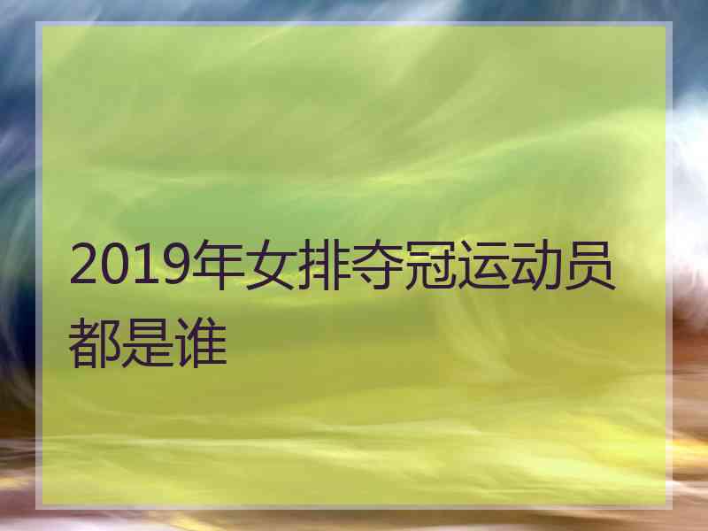 2019年女排夺冠运动员都是谁