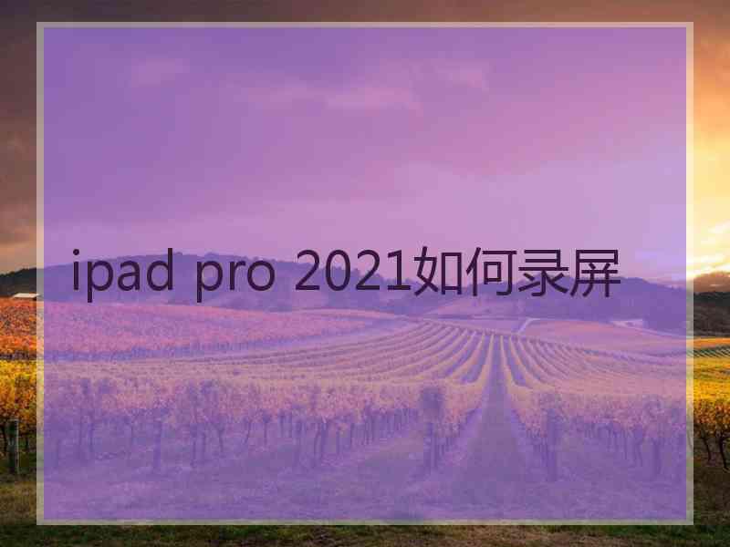 ipad pro 2021如何录屏