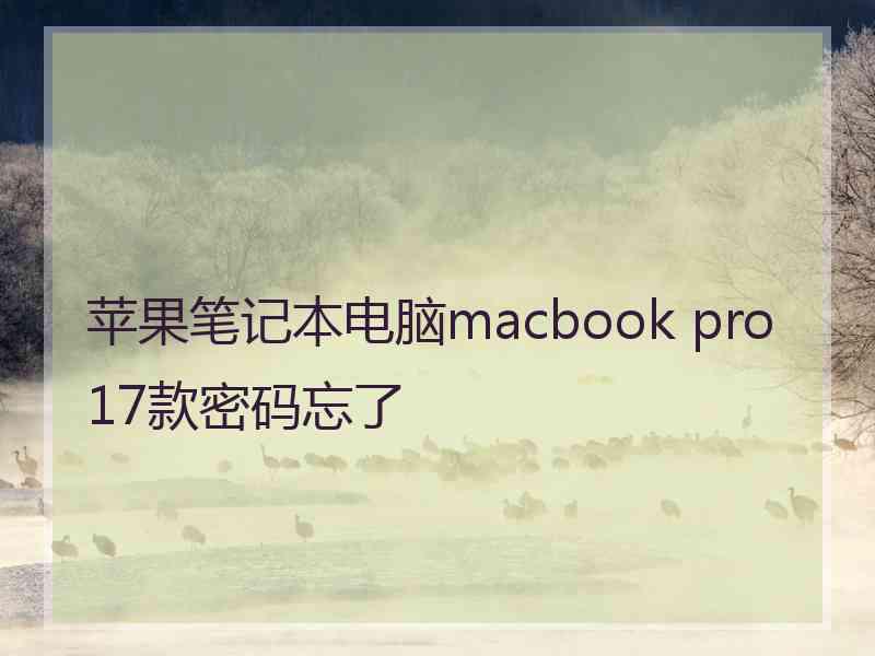 苹果笔记本电脑macbook pro17款密码忘了