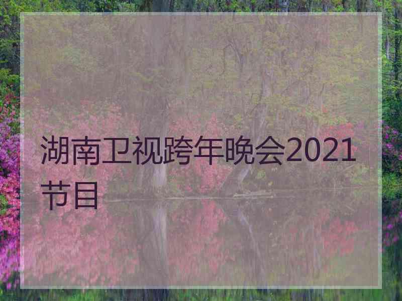 湖南卫视跨年晚会2021节目