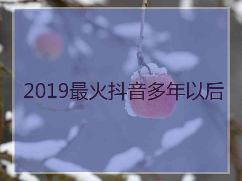 2019最火抖音多年以后