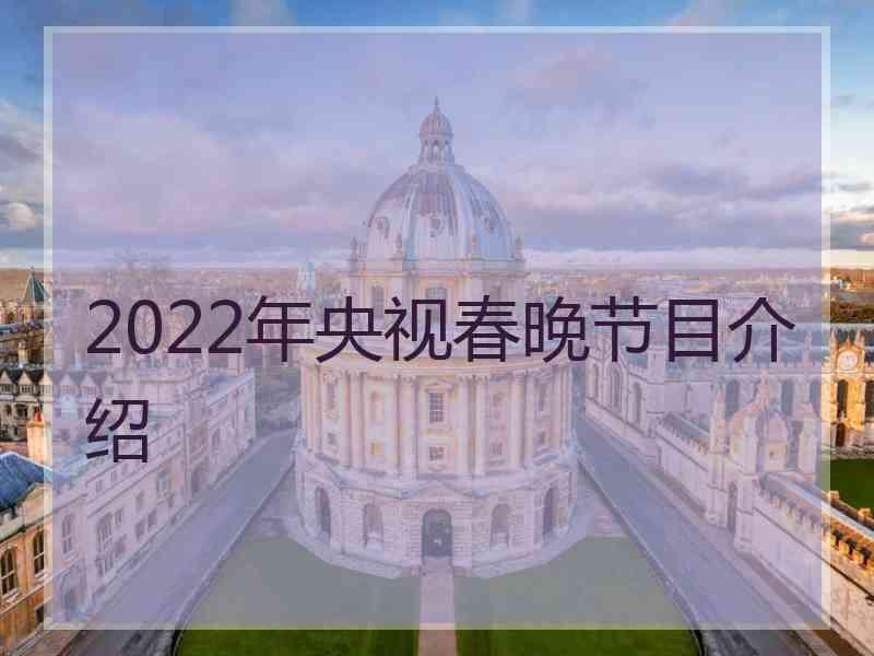 2022年央视春晚节目介绍