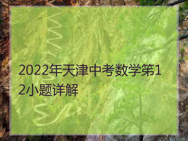 2022年天津中考数学笫12小题详解