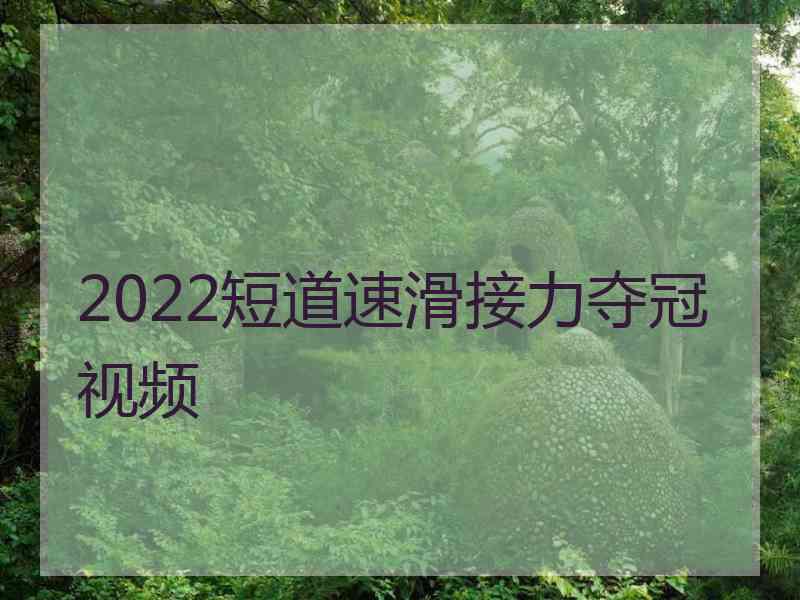 2022短道速滑接力夺冠视频