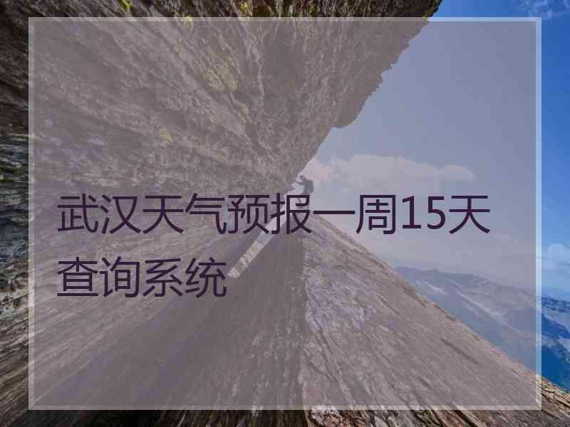 武汉天气预报一周15天查询系统