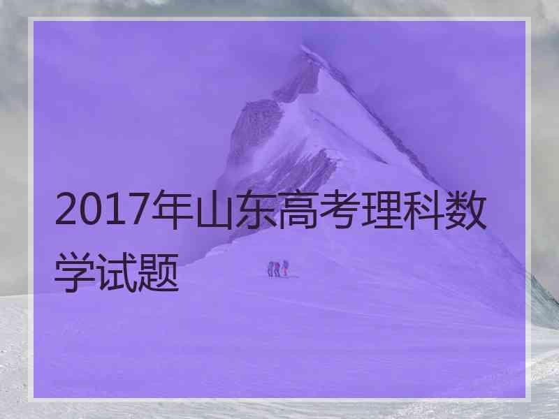 2017年山东高考理科数学试题