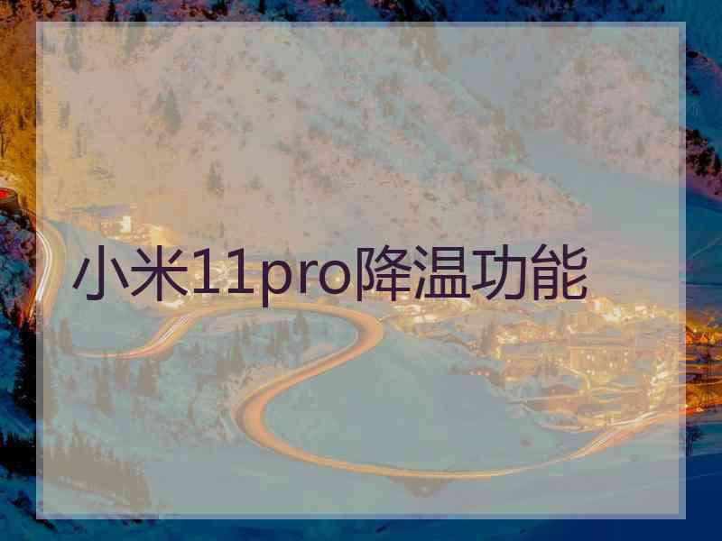 小米11pro降温功能