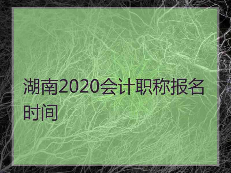 湖南2020会计职称报名时间