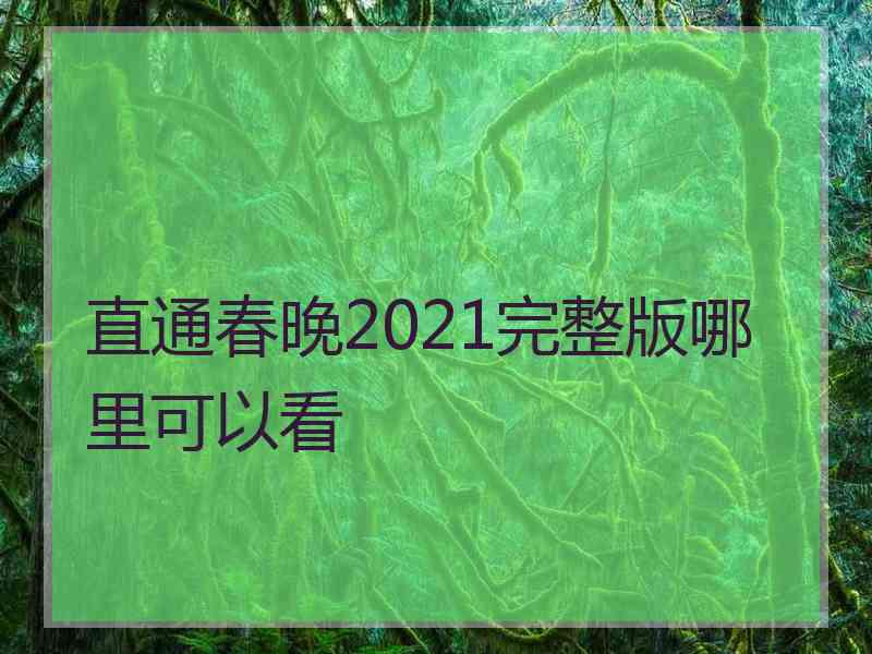 直通春晚2021完整版哪里可以看