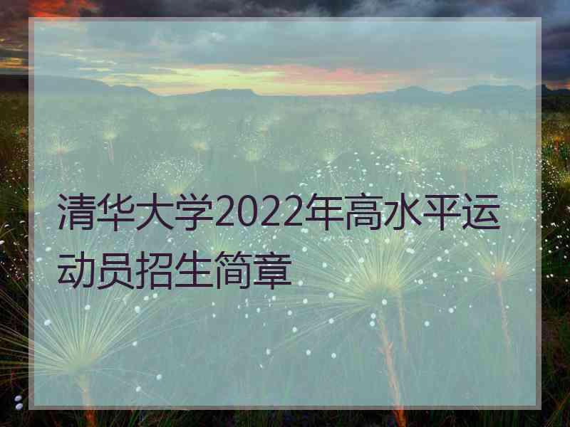 清华大学2022年高水平运动员招生简章