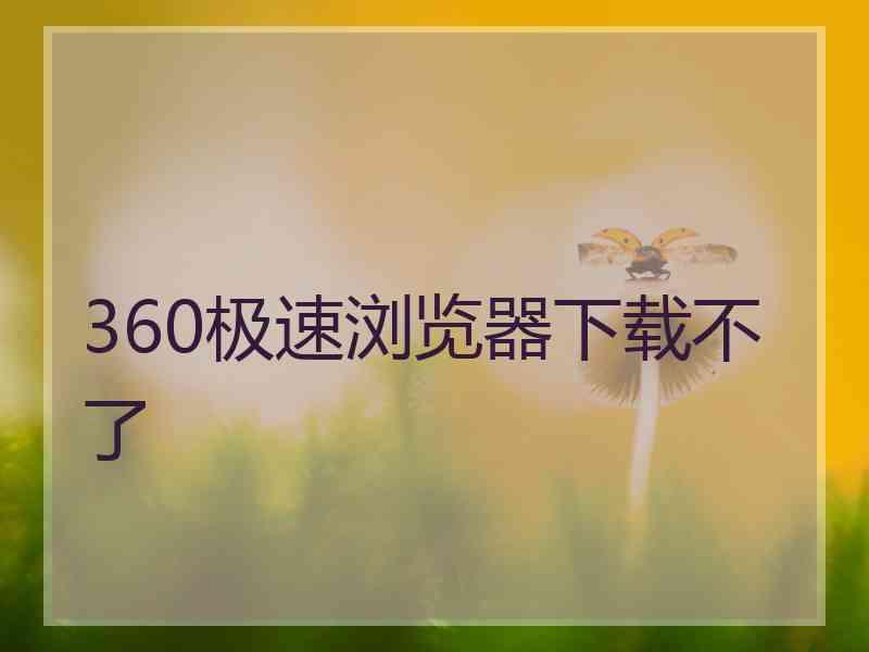 360极速浏览器下载不了