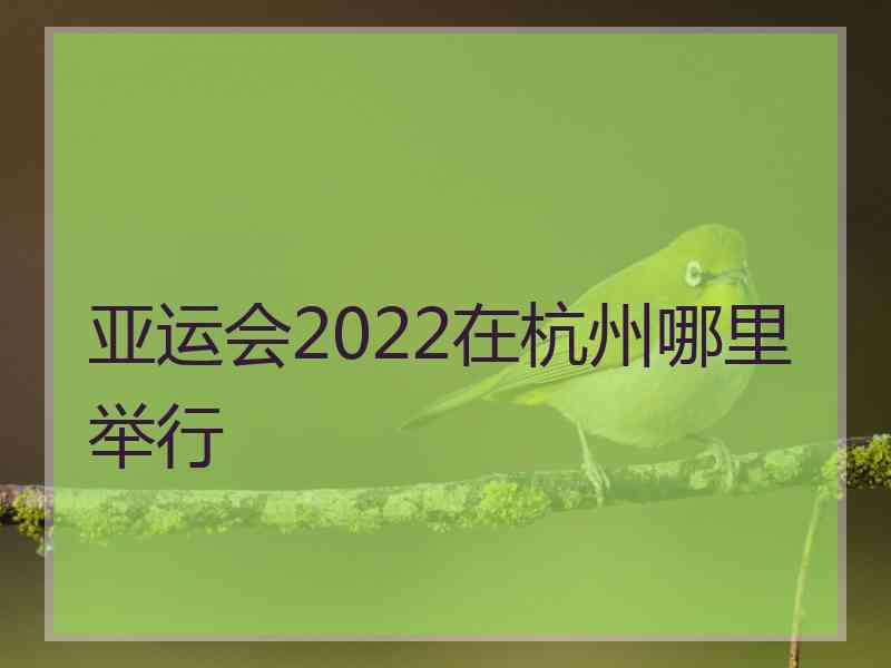 亚运会2022在杭州哪里举行