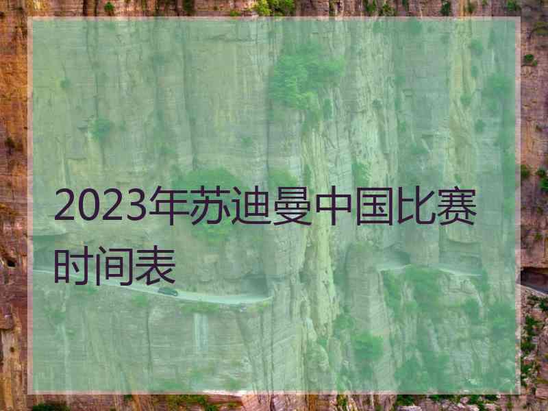 2023年苏迪曼中国比赛时间表