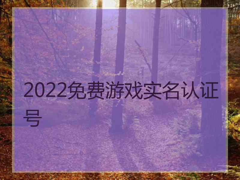 2022免费游戏实名认证号