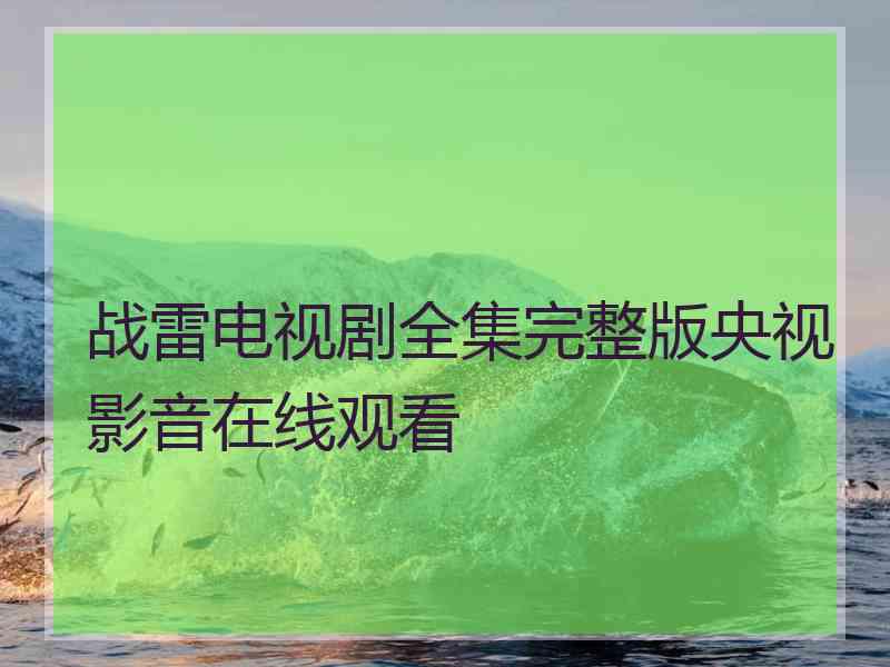 战雷电视剧全集完整版央视影音在线观看