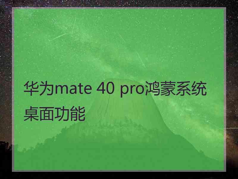 华为mate 40 pro鸿蒙系统桌面功能