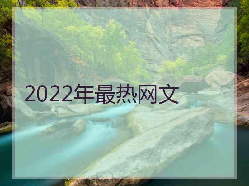 2022年最热网文