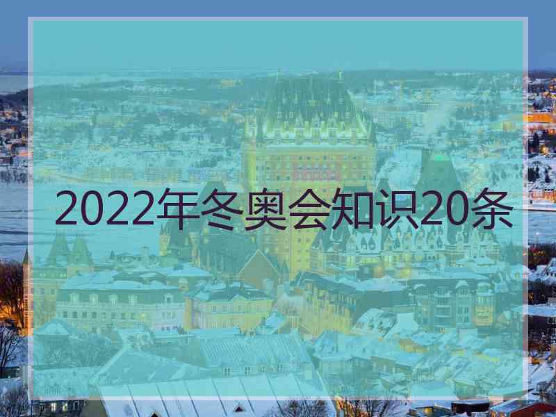 2022年冬奥会知识20条