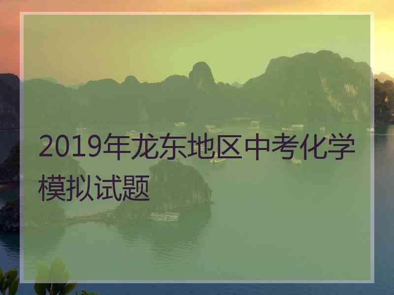 2019年龙东地区中考化学模拟试题