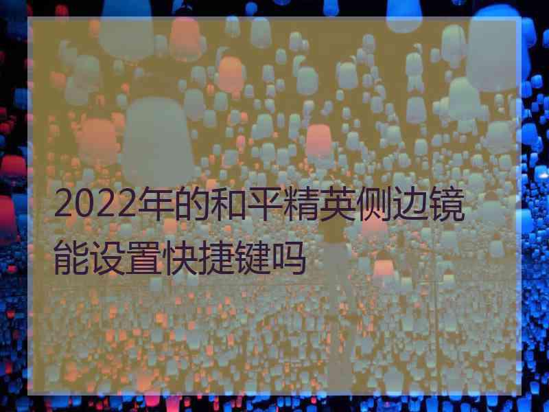 2022年的和平精英侧边镜能设置快捷键吗