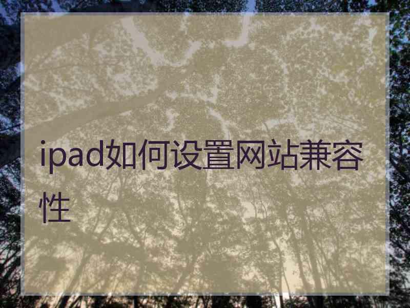 ipad如何设置网站兼容性