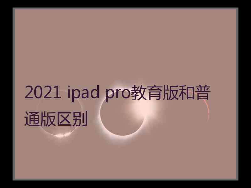 2021 ipad pro教育版和普通版区别