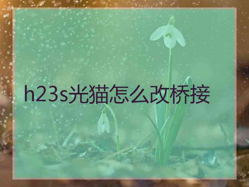 h23s光猫怎么改桥接