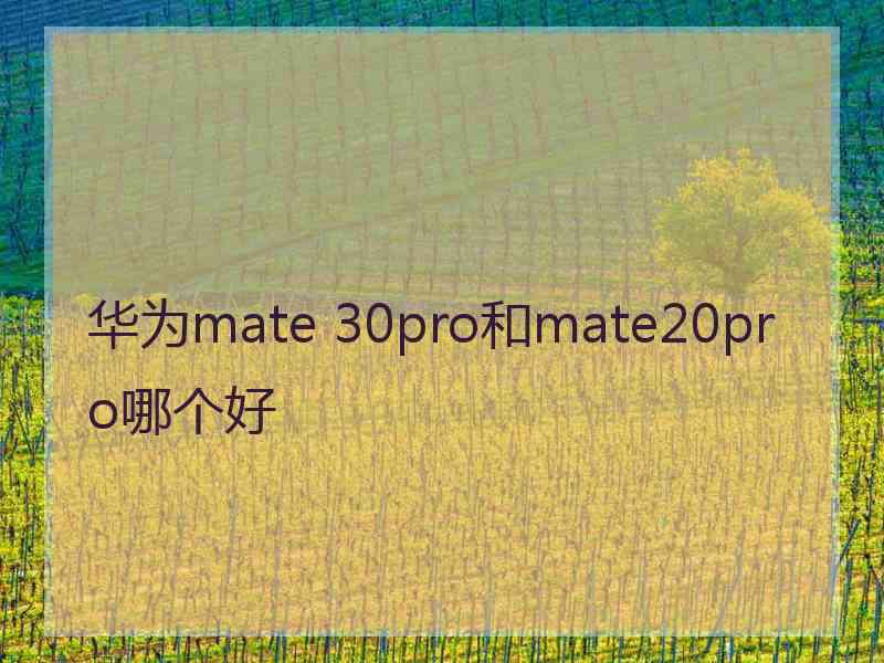 华为mate 30pro和mate20pro哪个好