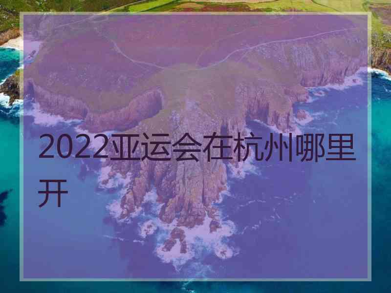 2022亚运会在杭州哪里开