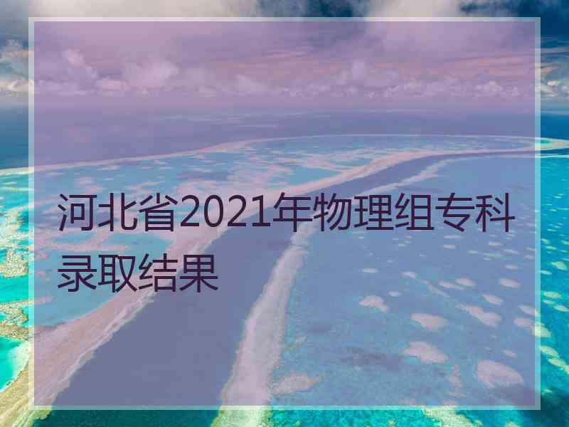 河北省2021年物理组专科录取结果