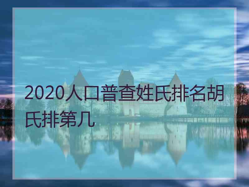 2020人口普查姓氏排名胡氏排第几