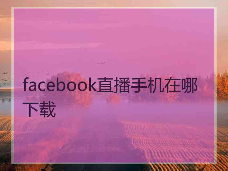 facebook直播手机在哪下载