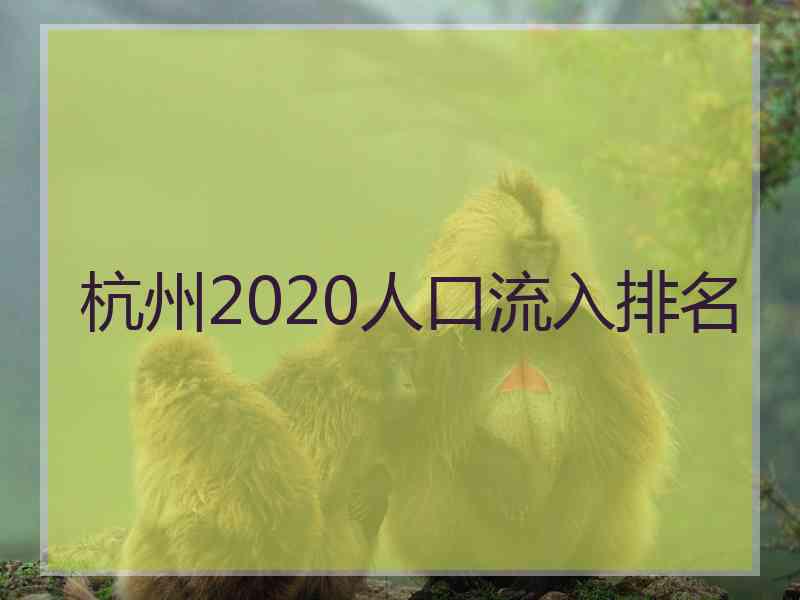 杭州2020人口流入排名