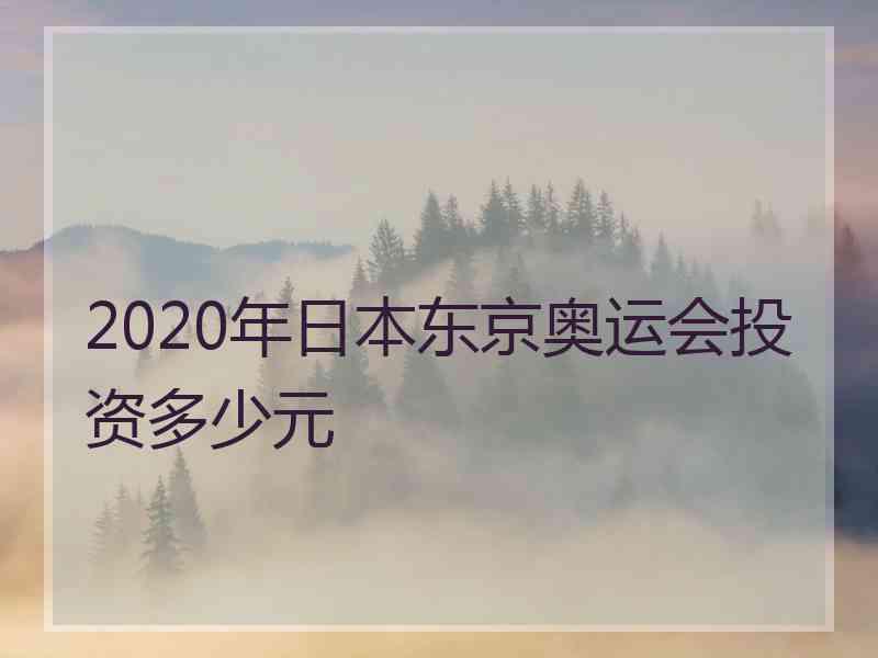 2020年日本东京奥运会投资多少元