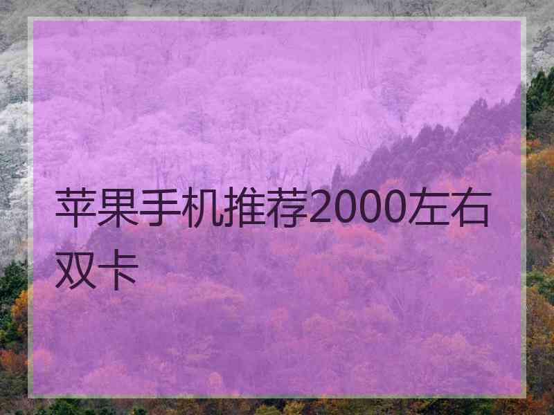 苹果手机推荐2000左右双卡