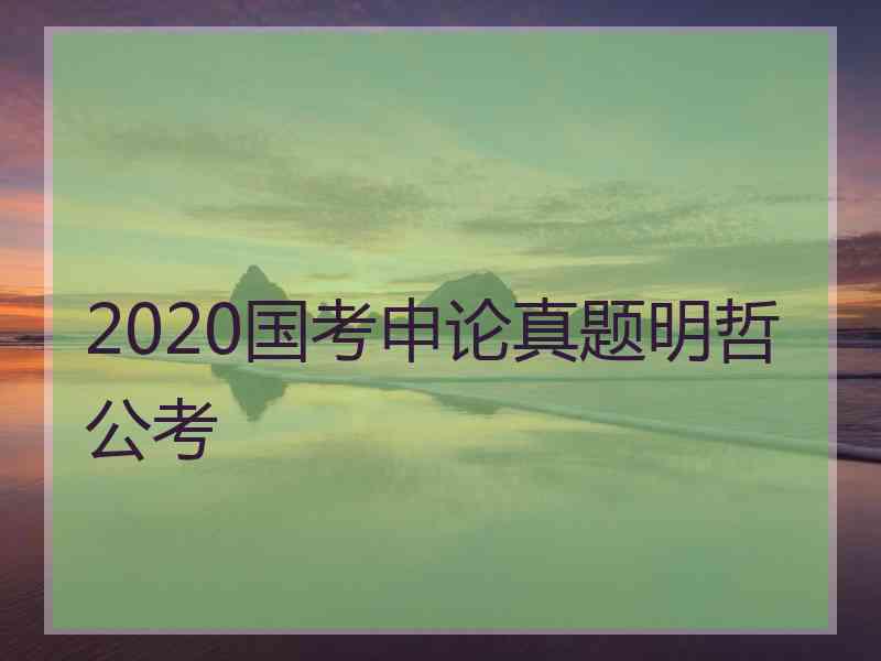 2020国考申论真题明哲公考